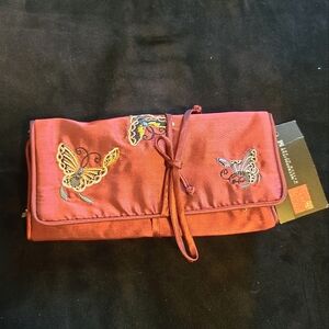 MMA Butterfly Embroidered Travel Jewelry Roll